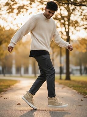Vans, High-Top Suede Sneakers in Tan, Scotchguard.
